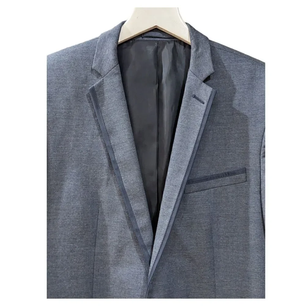 Zara Men's Tuxedo Slim Fit Blue Two Button Blazer Size US 38